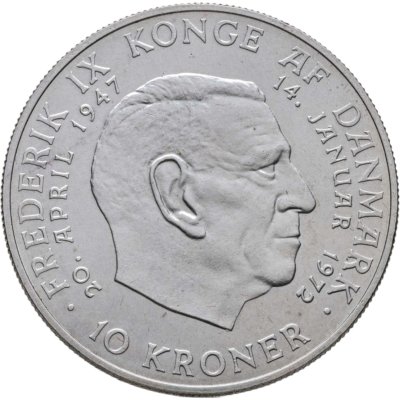 купить Дания 10 крон (kroner) 1972 смерть Фредерика IX и вступление на престол Маргрете II