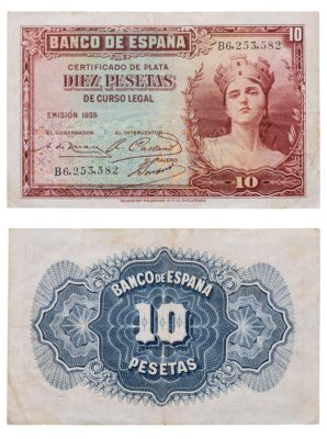 купить Испания 10 песет 1935 (Pick 86a)