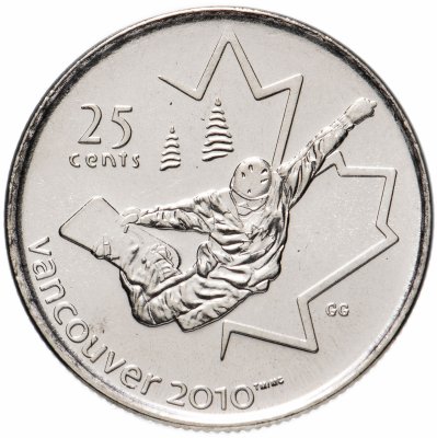 купить Канада 25 центов (cents) 2008 "XXI зимние Олимпийские Игры, Ванкувер 2010 - Сноуборд"
