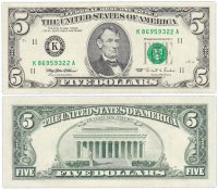 купить США 5 долларов 1995 (Pick 498) K-Даллас "FW" (Fort Worth)