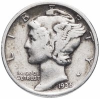 Купить США 10 центов 1936
