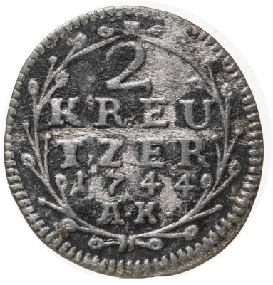 купить Германия, Ландграфство Гессен-Дармштадт 2 крейцера 1744