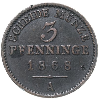 купить Германия, Пруссия 3 пфеннига 1868
