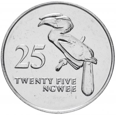 купить Замбия 25 нгве 1992 "Птица-носорог"