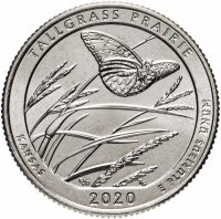 Купить США 1/4 доллара (25 центов, квотер) 2020 D — "Национальный заказник Таллграсс Прейри" (55-й парк)