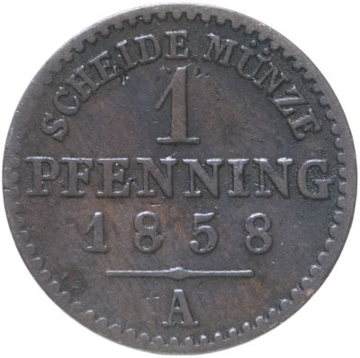 купить Германия, Пруссия 1 пфеннига 1858