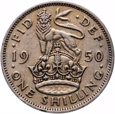 купить Великобритания 1 шиллинг (shilling) 1950 Английский шиллинг - лев, стоящий на короне
