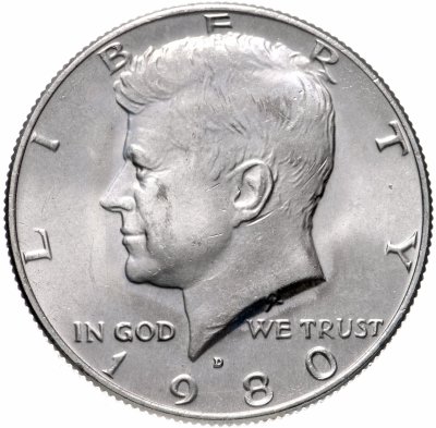 купить США 50 центов (1/2 доллара, half dollar) 1980 D Kennedy Half Dollar (Кеннеди) знак монетного двора "D"