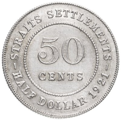 купить Стрейтс Сетлментс 50 центов (cents) 1921