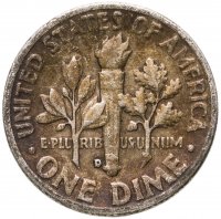 купить США 10 центов (дайм, one dime) 1949 D
