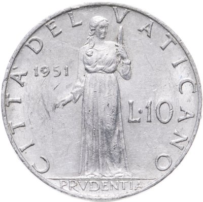 купить Ватикан 10 лир (lire) 1951