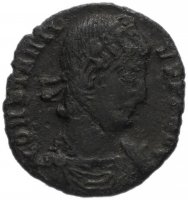купить Римская Империя Констанций II 324–361 гг фоллис (реверс: две Виктории стоят лицом друг к другу)