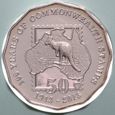 купить Австралия 50 центов 2013 "100-летие маркам содружества. Кенгуру"