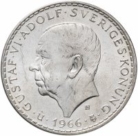 Купить Швеция 5 крон (kronor) 1966 "100 лет Конституционной реформе"