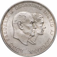 купить Дания 5 крон (kroner) 1960 "Серебряная свадьба короля Фредерика и королевы Ингрид"