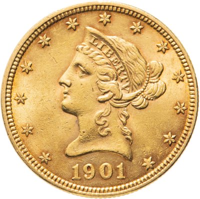 купить США 10 долларов (dollars) 1901 Liberty head (Голова Свободы), без отметки монетного двора
