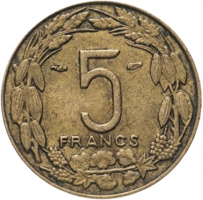 купить Французская Экваториальная Африка, Камерун 5 франков (francs) 1958