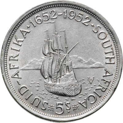 купить ЮАР 5 шиллингов (shillings) 1952 300 лет основанию Кейптауна