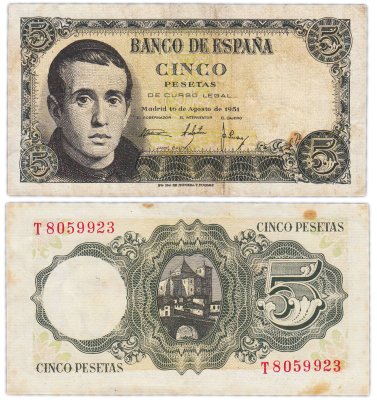 купить Испания 5 песет 1951 Pick 140