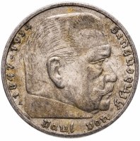 купить Германия 5 рейхсмарок (reichsmark) 1936 Гинденбург Третий рейх, без свастики