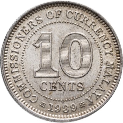 купить Британская Малайя 10 центов (cents) 1939