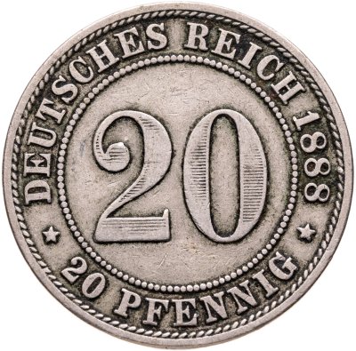 купить Германия 20 пфеннигов (pfennig) 1888 "А"