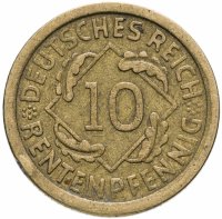 купить Германия 10 пфеннигов (рентенпфеннигов, rentenpfennig) 1924 E