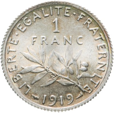 купить Франция 1 франк (franc) 1919