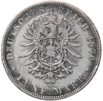 купить Германия (Империя) 5 марок (mark) 1876
