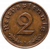 купить Германия (Третий Рейх) 2 рейхспфеннига (reichspfennig) 1939 А