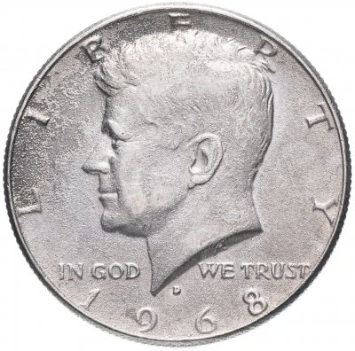 купить США 1/2 доллара (полдоллара, 50 центов, half dollar) 1965-1969 серебро Кеннеди
