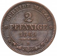 Купить Германия 2 пфеннига 1869 B