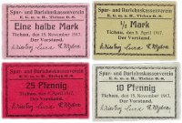 Купить Германия (Силезия: Тыхы) набор из 4-х нотгельдов 1917