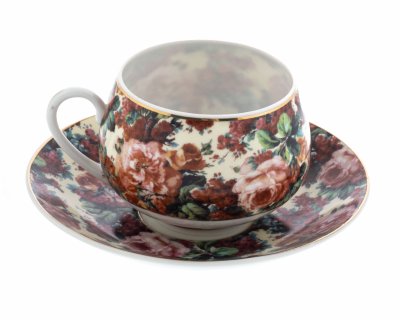 купить Чайная пара с декором в виде роз, фарфор, деколь, золочение, "Imperial porcelain", Европа, 2000-2020 гг.