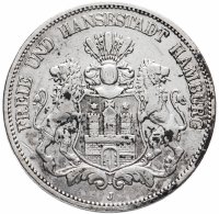 купить Германия (Империя), Гамбург 5 марок (mark) 1876 J