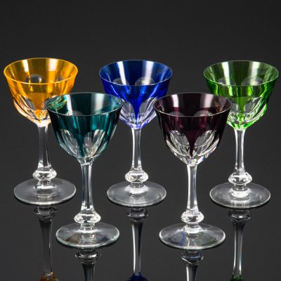 купить Набор из 5 бокалов для вина "Lady Hamilton", хрусталь, нацвет, Moser (Мозер), Чехия, Чехословакия, 1970-1990 гг.