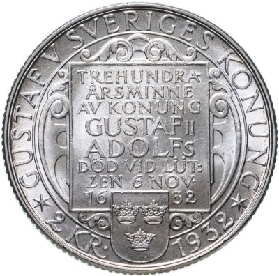 купить Швеция 2 кроны 1932 "300 лет со дня смерти Густава II Адольфа"