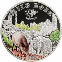 купить Острова Кука 2 доллара 2014 "Мир охоты - Кабан" с сертификатом