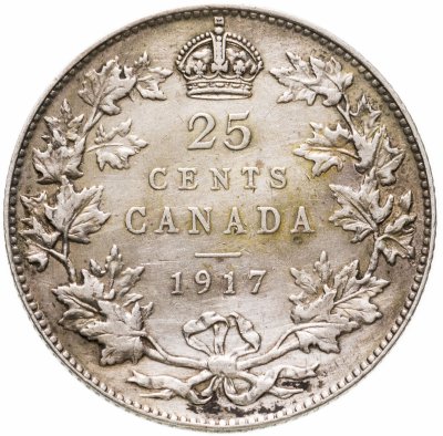 купить Канада 25 центов (cents) 1917