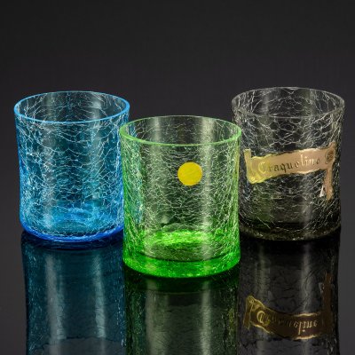 купить Набор стаканов на три персоны, с эффектом кракле, фирма Pierre Schneider (Пьер Шнайдер), стекло, Франция, 1950-1970 гг.