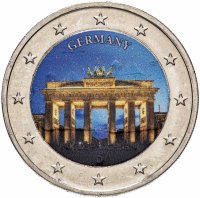 Купить Германия 2014 2 евро цветная "Браденбургские ворота" с сертификатом