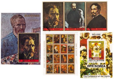 купить Набор марок 4 квартблока "Искусство. Религия. Художники"