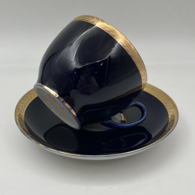 купить Пара чайная "Колос", фарфор, кобальт, золочение, Ленинградский фарфоровый завод (ЛФЗ), СССР, 1957-1970 гг.