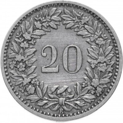 купить Швейцария 20 раппенов 1884