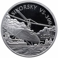 Купить Соломоновы острова 25 долларов 2003 "Вертолет Vought-Sikorsky VS-300"