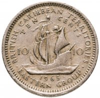 купить Восточные Карибы 10 центов (cents) 1955-1965, случайная дата