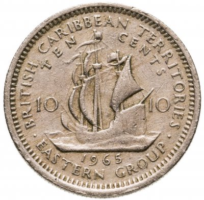 купить Восточные Карибы 10 центов (cents) 1955-1965, случайная дата