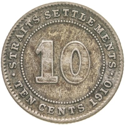 купить Стрейтс Сетлментс 10 центов (cents) 1910