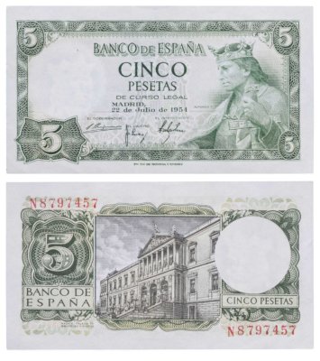купить Испания 5 песет 1954 (Pick 146a)