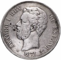 купить Испания 5 песет (pesetas) 1871